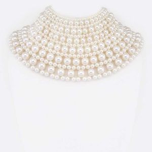 Pearl Statement Collar Bib Necklace
